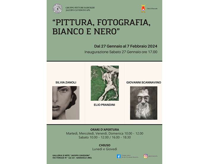 In Galleria Cavedoni la mostra “Pittura, fotografia, bianco e nero”